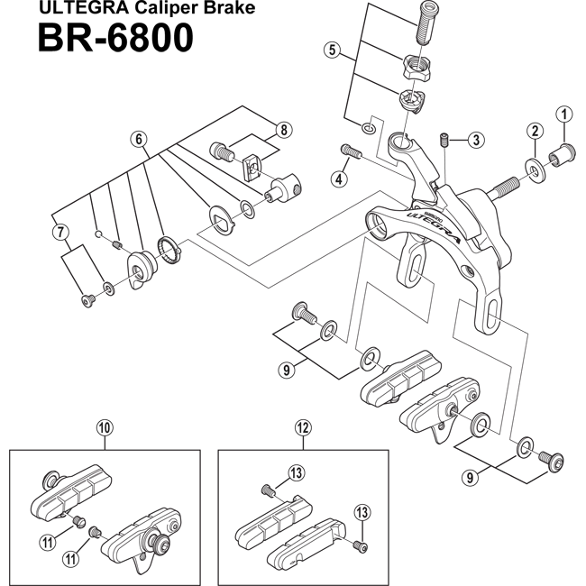 Shimano Ultegra BR 6800 Bremsen Innensechskantmutter Nr 1 3 Shimano Ultegra BR 6800 Bremsen Innensechskantmutter Nr 1