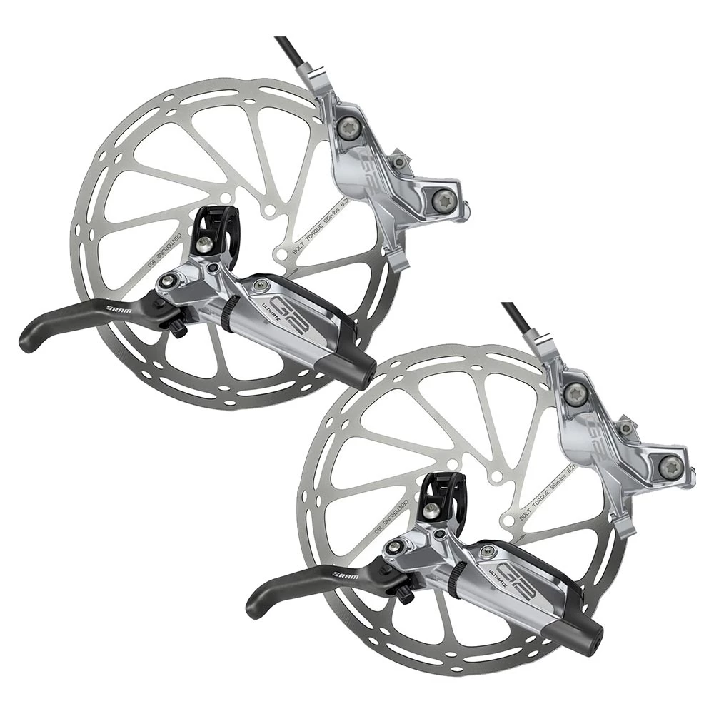 Disc Set Sram G2 Ultimate Carbon Bremsen Grau-eloxiert + Centerline 6 Loch Scheiben Mod 2021 3 Disc Set Sram G2 Ultimate Carbon Bremsen Grau-eloxiert + Centerline 6 Loch Scheiben Mod 2021