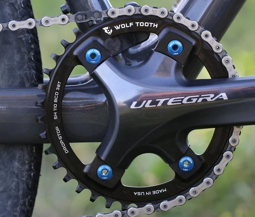 Wolf Tooth Drop Stop B Kettenblatt - Shimano Lochkreis 110mm Asymmetrisch 9-12 Fach 46 Zaehne 6 Wolf Tooth Drop Stop B Kettenblatt - Shimano Lochkreis 110mm Asymmetrisch 9-12 Fach 46 Zaehne – Bild 4